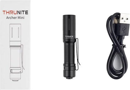 ThruNite EDC Flashlight Archer Mini, 405 Lumens Tail Switch LED Flashlight, USB C Rechargeable Little Pocket Penlight for Camping, Outdoor, and Emergency - Cool White