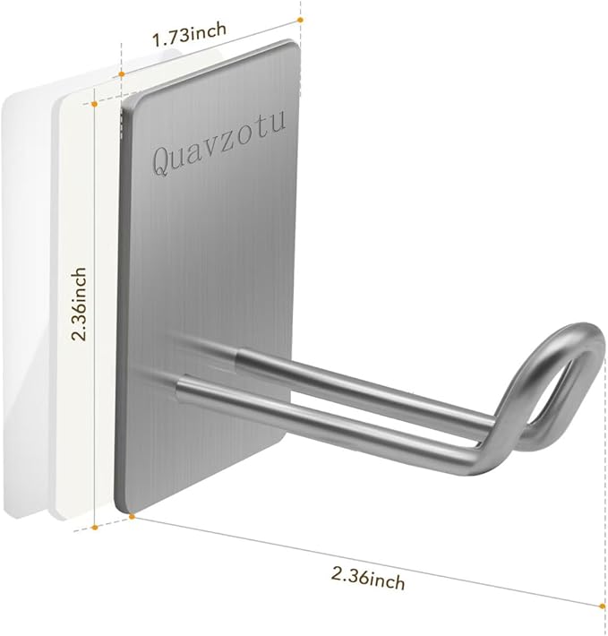 Adhesive Hooks,Stainless Steel Towel Hook,Sticky Hanger for Kitchen and Door,Bathroom Wall Hooks for Hanging Towel Robe Hat Coat Key by Quavzotu, 4Packs(Silver)