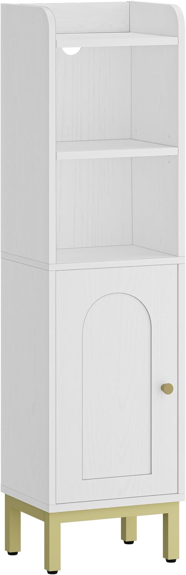 Bathroom Storage Cabinet, Small Corner Floor Cabinet with Door and Shelves, Narrow Toilet Paper Holder, Bathroom Organizer with Adjustable Shelf, for Small Spaces, White BC38213G