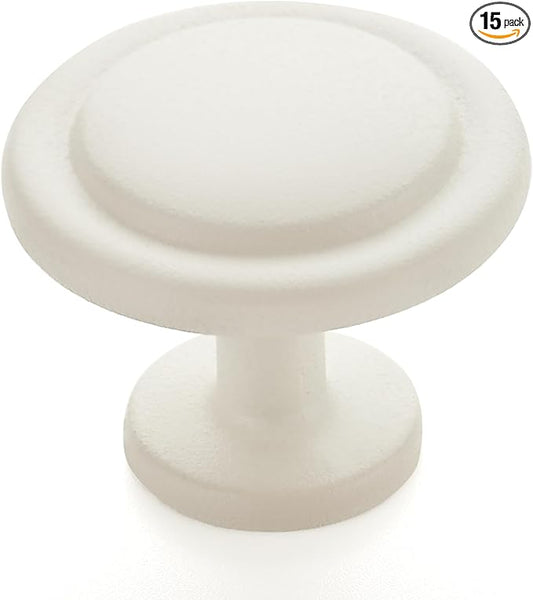 Ravinte 15 Pack 1-1/4 inch Kitchen Cabinet Knobs White Frosted Dresser Zinc Pulls Door Drawer Handles for Dresser Drawers