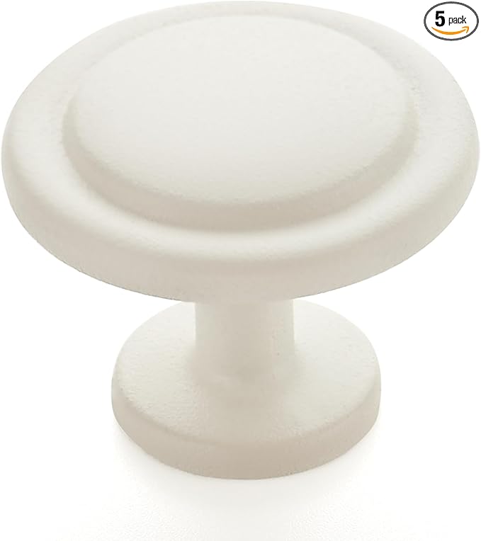 Ravinte 5 Pack 1-1/4 inch Kitchen Cabinet Knobs Drawer Knobs Dresser Knobs White Frosted Zinc Knobs Drawer Pulls Door Knobs Dresser Drawer Handles Knobs for Dresser Drawers