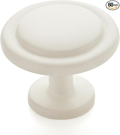 Ravinte 60 Pack 1-1/4 inch Kitchen Cabinet Knobs White Frosted Dresser Zinc Pulls Door Drawer Handles for Dresser Drawers