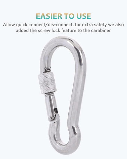 Carabiner Clips, 316 Stainless Steel Carabiner Clip, Heavy Duty Carabiner Hooks, Keychain Carabiners, Multi-Purpose Spring Snap Hook for Dog Leash, Outdoor Camping, Swing, Hammock