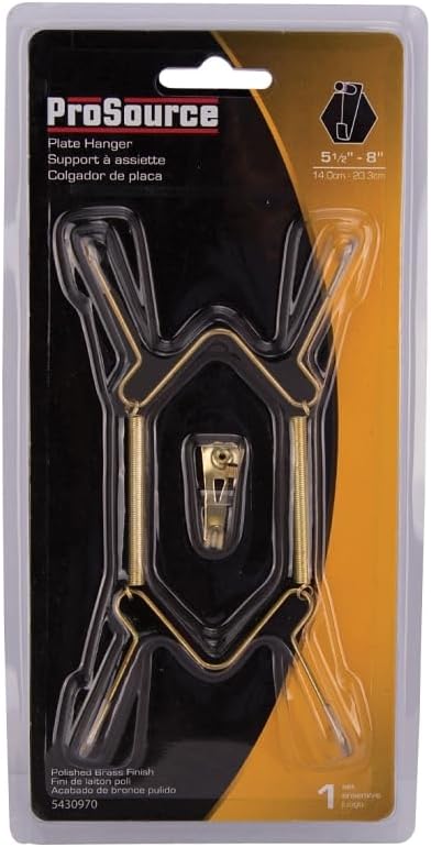 Rocky Mountain Goods Plate Hanger for Wall and Mounting Hardware - Fits Decorative Plates and Platters - Heavy Duty Polished Brass - Non Scratch Hooks - Includes Wall Mount Kit (5" - 8")