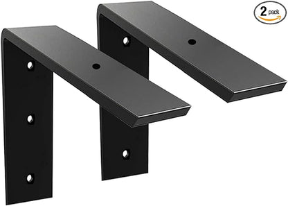 Countertop Support Bracket 2 Pack 6 inch Heavy Duty 3/8" Thick Black Granite Countertop Bracket 6"x6"x2.5" Shelf L Bracket Mantel Corbels for Quartz/Granite/Wood/Concret/Laminate Countertops