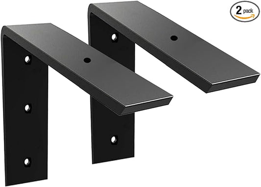 Countertop Support Bracket 2 Pack 6 inch Heavy Duty 3/8" Thick Black Granite Countertop Bracket 6"x6"x2.5" Shelf L Bracket Mantel Corbels for Quartz/Granite/Wood/Concret/Laminate Countertops