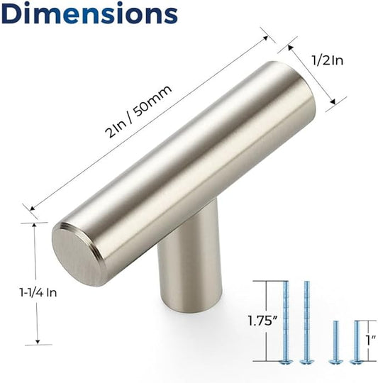 JOY DECOR 20 Pack Cabinet Knobs, Brushed Nickel Cabinet Handles, 2in Kitchen Cabient Knobs, Single Hole Drawer Knobs for Dresser Drawers