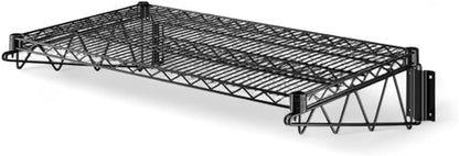 18" x 36" Black Wall-Mounted Wire Shelf with Epoxy Coating, Heavy-Duty Steel Storage Rack, NSF Certified, Easy Installation, Open Wire Design for Kitchen, Garage, or Utility Storage