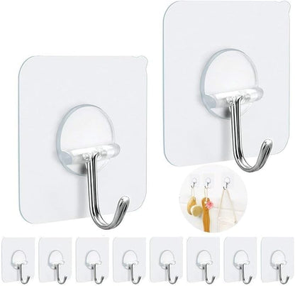 FOTYRIG Adhesive Hooks Heavy Duty, 15lb(Max) 180 Degree Rotating Wall Sticky Hooks for Hanging Wall Hangers Without Nails Seamless Stick on Bathroom Kitchen Office Outdoors-10 Packs