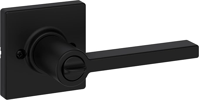 Kwikset Casey Entry Door Handle with Lock and Key, Secure Keyed Reversible Lever Exterior, For Front Entrance and Bedrooms, Matte Black , Pick Resistant Smartkey Rekey Security and Microban