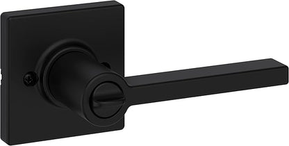 Kwikset Casey Entry Door Handle with Lock and Key, Secure Keyed Reversible Lever Exterior, For Front Entrance and Bedrooms, Matte Black , Pick Resistant Smartkey Rekey Security and Microban