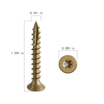 #8 * 1-1/4" Deck Screws, (467pcs) 2 lbs.Exterior Wood Screws, Rust Resistant epoxy Coated, Bronze, T20 Star Bit