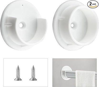 HOME MASTER HARDWARE Plastic Closet Pole Socket,1-3/8'' Closet Rod Holders,White U-Shaped Open Type Socket Bracket,Shower Curtain Rod Pole End Supports Sockets Flange,1 Set