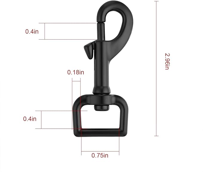 Swivel Eye Bolt Snap Hooks - Black Heavy Duty Dog Leash Clips & Clasp - 3/4" 4pcs