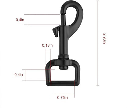 Swivel Eye Bolt Snap Hooks - Black Heavy Duty Dog Leash Clips & Clasp - 3/4" 4pcs