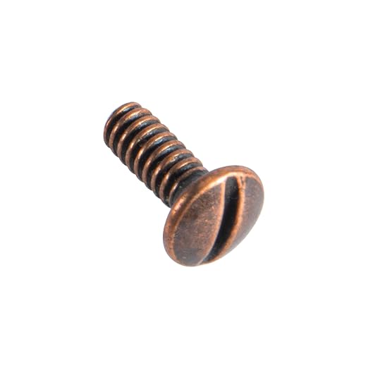 Henne Bery 3/8" Long 6-32 Thread, Oval Head Milled Slot Replacement Wall Plate Screws, 50 Pack, Antique Copper