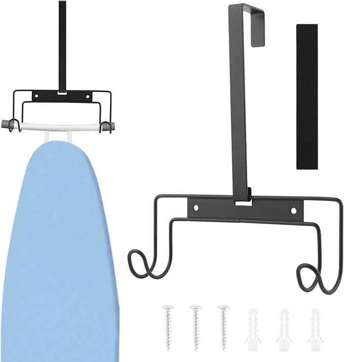 Ironing Board Holder Wall Mount/Over The Door, Ironing Board Hanger Load Capacity 22 lb, Y T Leg Heavy Duty Iron Boar-d Holder Hook with Removable Hook for Laundry Room