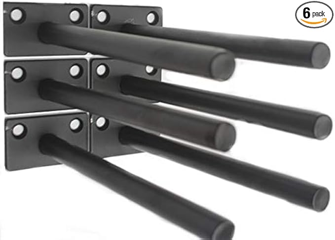 6 Pcs 8" Black Solid Steel Floating Shelf Bracket Blind Shelf Supports - Hidden Brackets for Floating Wood Shelves - Concealed Blind Shelf Support – Screws and Wall Plugs Included