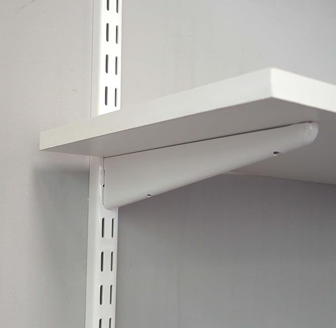 John Sterling Dual Trak Adjustable Wood Shelf Bracket, 14-Inch, Warm White, 0122-14WT