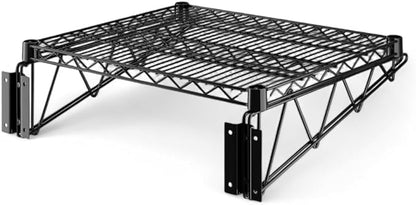 21" x 24" Black Wall-Mounted Wire Shelf with Epoxy Coating, Heavy-Duty Steel Storage Rack, NSF Certified, Easy Installation, Open Wire Design for Kitchen, Garage, or Utility Storage