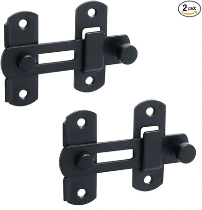 Alise 2Pcs Flip Latch Gate Latches, 4 inch Safety Door Lock for Barn Wood Fence Sliding French Doors,Heavy Duty SUS304 Stainless Steel Gate Hardware Matte Black MS9500B-2P