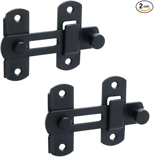 Alise 2Pcs Flip Latch Gate Latches, 4 inch Safety Door Lock for Barn Wood Fence Sliding French Doors,Heavy Duty SUS304 Stainless Steel Gate Hardware Matte Black MS9500B-2P
