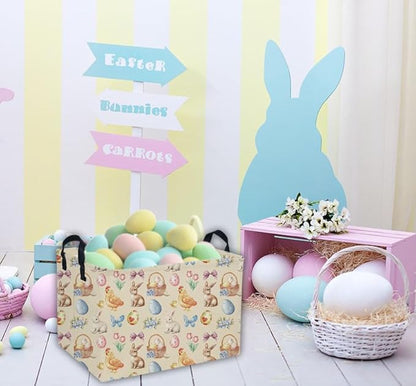 Easter Baskets for Kids Gift Basket Empty Baby Basket for Boys and Girls Rectangular Toy Storage Bins Organizer Bin Box Cute Room Decor for Home(Easter Baskets)