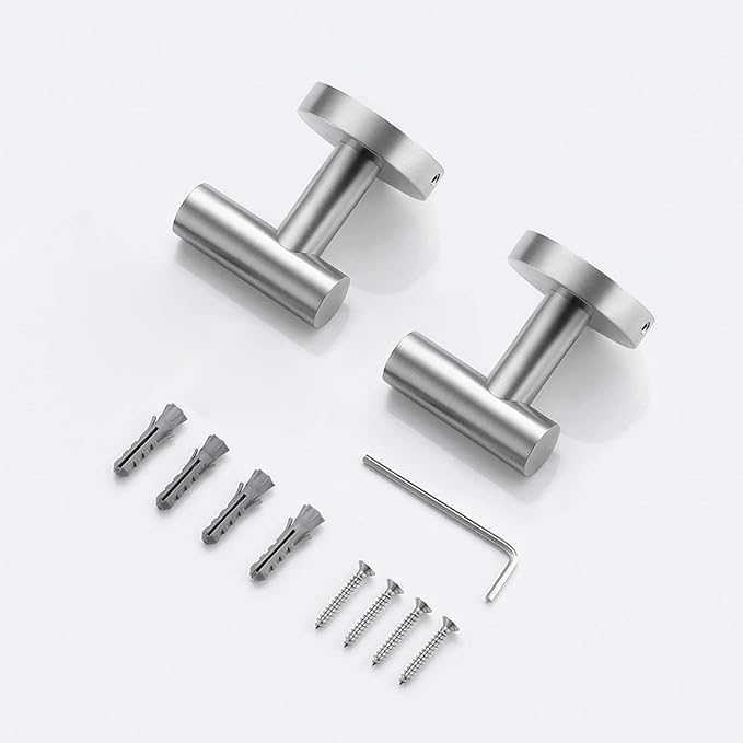 KES Towel Hook Bathroom Wall Heavy Duty Robe Hook Holder SUS304 Stainless Steel Brushed 2 Pack, A2164-2-P2