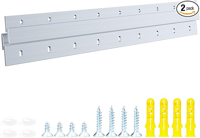 French Cleat Heavy Duty, Aluminum French Cleat, Headboard Wall Mounting Brackets with Screws, Heavy Mirror Mounting Hardware (18 Inch-1 Pair, Support 120 lbs)