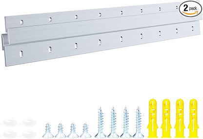 French Cleat Heavy Duty, Aluminum French Cleat, Headboard Wall Mounting Brackets with Screws, Heavy Mirror Mounting Hardware (18 Inch-1 Pair, Support 120 lbs)