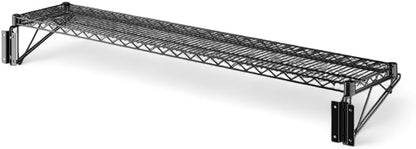 12" x 60" Black Wall-Mounted Wire Shelf with Epoxy Coating, Heavy-Duty Steel Storage Rack, NSF Certified, Easy Installation, Open Wire Design for Kitchen, Garage, or Utility Storage