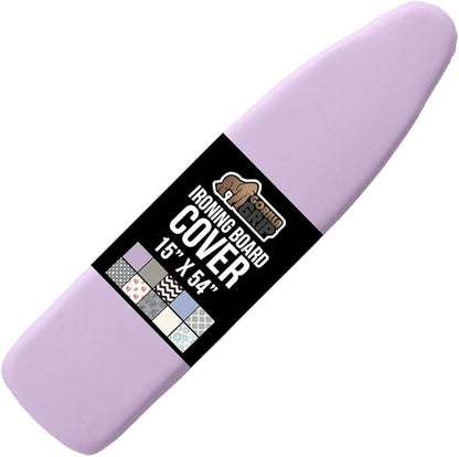 GORILLA GRIP The Original Ironing Board Cover and Pad, Silicone Coating, Thick Scorch Resistant Padding, Heavy Duty Iron Covers Standard Boards, Hook and Loop Fastener Strap, Light Purple, 15x54