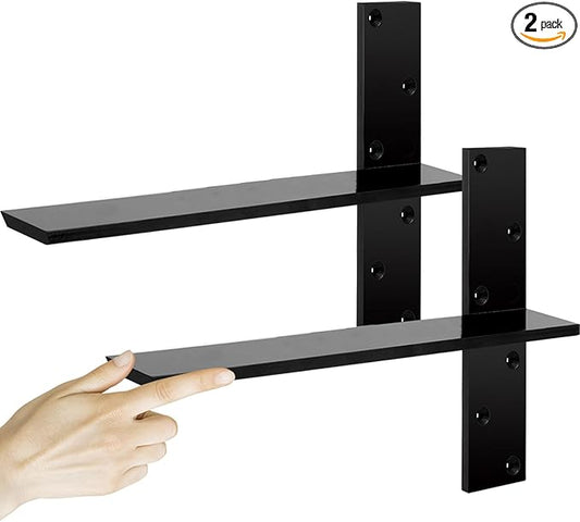 3/8" Thick Heavy-Duty Floating Shower Bench Brackets -18" L x 2.5" W Wall Mount Bracket, Free Hanging T Shelf Support Brackets for Vanity, Granite Countertops, Dishwashers,Bench Seats (2-Pack)