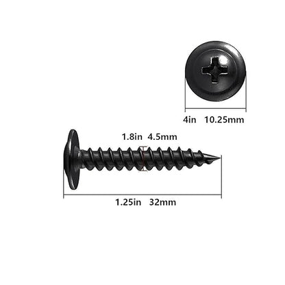 (200 pcs) Wensilon #10×1-1/4" Black Phillips Truss Head Wood Screws Quick Metal Self Tapping