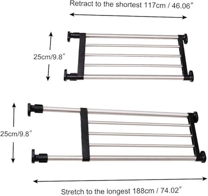 BAOYOUNI Expandable Shelf Closet Tension Rod Adjustable Shelving Unit Storage Rack Organizer Hanger Space Saving Divider for Wardrobe, Cupboard, Kitchen, Bathroom Use, Black