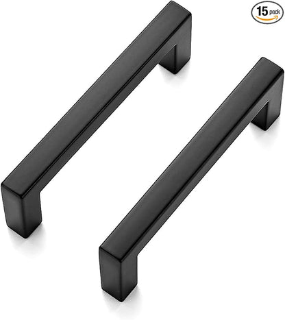 Ravinte 15 Pack Solid 3 Inch Center to Center Slim Square Bar Drawer Handles Kitchen Cabinet Handles Black Drawer Pulls Kitchen Cabinet Hardware Handles Matte Black Cabinet Pulls