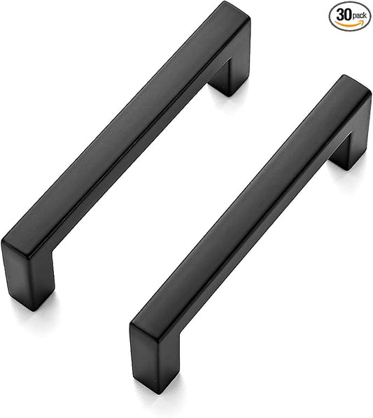 Ravinte 30 Pack Solid 3 Inch Center to Center Slim Square Bar Drawer Handles Kitchen Cabinet Handles Black Drawer Pulls Kitchen Cabinet Hardware Matte Black Dresser Pulls for Cupboard