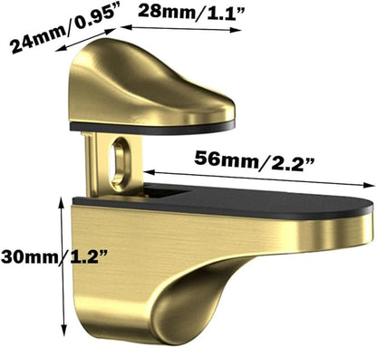 Adjustable Wood/Glass Shelf Bracket Wall Mount, Glod, 2 Pack