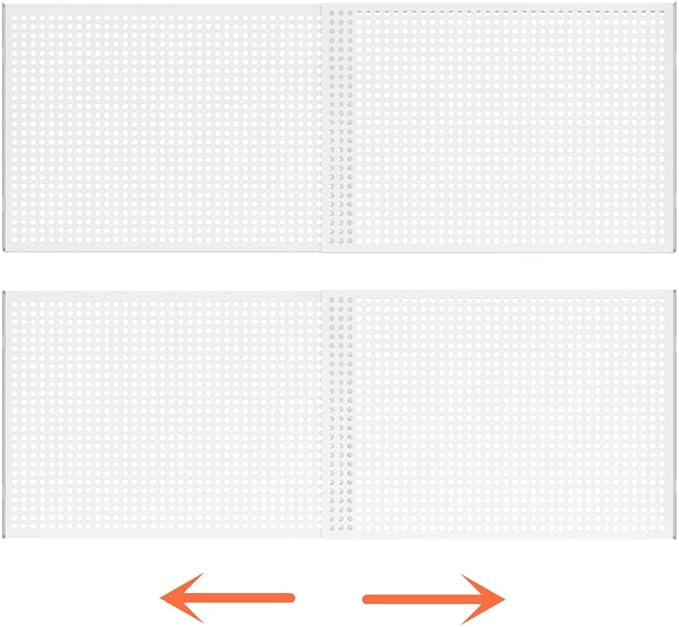 Slideep Adjustable Closet Storage Shelves with Seamless Sticker, Metal Expandable Wardrobe Shelves Organizer System for School Locker, Under Sink and Bathroom White (Large, 2Pack)