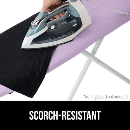 GORILLA GRIP The Original Ironing Board Cover and Pad, Silicone Coating, Thick Scorch Resistant Padding, Heavy Duty Iron Covers Standard Boards, Hook and Loop Fastener Strap, Light Purple, 15x54