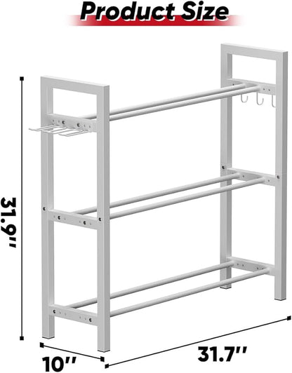 Adjustable Dumbbell Rack, Weight Storage Stand Holder for Dumbbells & Kettlebells, Heavy-Duty Metal Home Gym Workout Organizer with Hook for Gym Equipment Accessories (Rack Only)