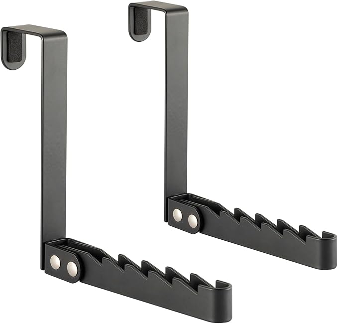 2 Pack Clothes Drying Rack, All Metal Over The Door Hooks, Thickness Adjustable, Collapsible, Space-saving Hangers Organizer, Fit 1/2/5'' Doors (Black)