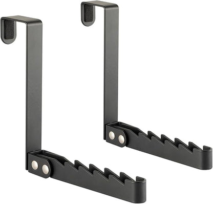 2 Pack Clothes Drying Rack, All Metal Over The Door Hooks, Thickness Adjustable, Collapsible, Space-saving Hangers Organizer, Fit 1/2/5'' Doors (Black)