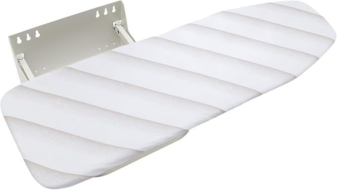 Wall Mounted Ironing Board, Foldable Iron Board with Heat Resistant Cover in Wall White Foldable Ironing Board Space Saving for Home Laundry Room