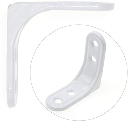 8pcs 2 Inch Heavy Duty L Brackets - 90 Degree Wall Mount Right Angle Corner Braces for Shelves, Wood, Cabinets - White Powder Coated Steel Shelf Supports with Mounting Screws Included