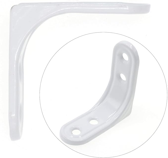 8pcs 2 Inch L Brackets, Heavy Duty Wall Mount White L Corner Brackets Braces for Wood, Shelves, Cabinets, 90 Degree Triangle Shelf Support with Screws, Small Right Angle Bracket