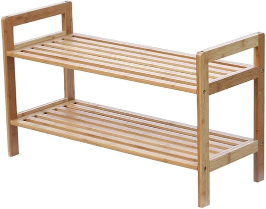 Oceanstar 2 Tier Natural Bamboo Shoe Rack