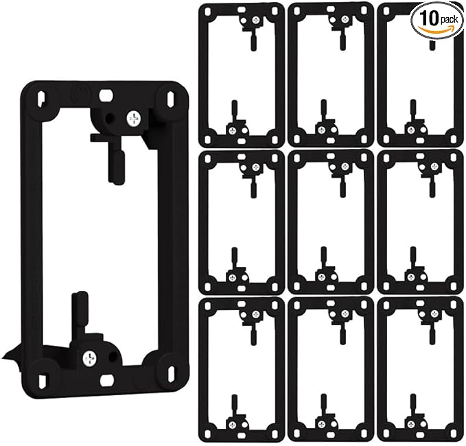 BestMounts Low Voltage Mounting Bracket 1 Gang, 10 Pack for Single Gang Wall Plate, Telephone Wires, Network Cables, HDMI, Coaxial, Speaker Cables - Low Voltage Box Cable Wall Plate Bracket, Mud Ring