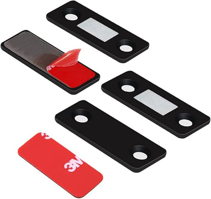Mousike Magnetic Door Catch Ultra Thin Cabinet Magnets Stainless Steel Drawer Magnet Catch for Sliding Door Closure Kitchen Cabinet Cupboard Closet Closer (Black-8Pack)