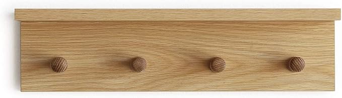 Entrance Coat Rack ，Coat Hooks, Wall-Mounted Wooden Hook Rack, Wall-Mounted Shelves are Very Suitable (Oak Colored Finish—A-1)